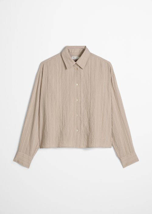 Relaxed Crinkle Blouse — Light Beige