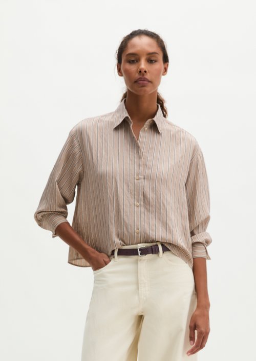 Regular-Fit Striped Shirt — Medium Beige