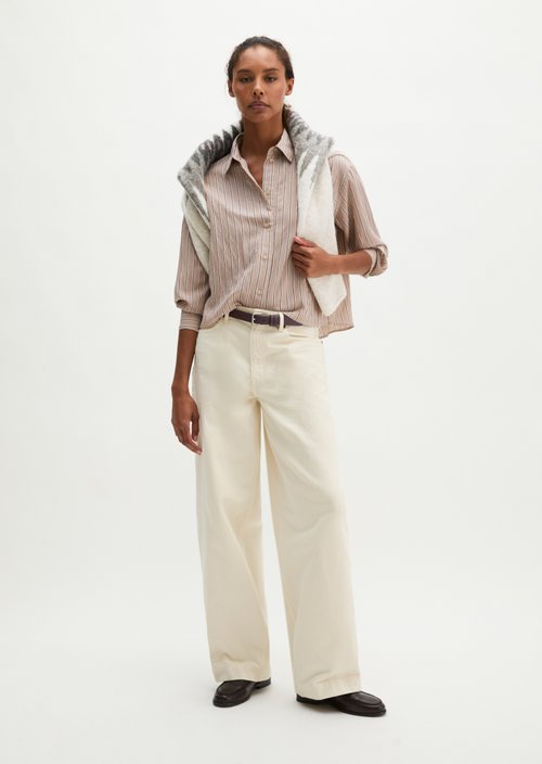 Regular-Fit Striped Shirt — Medium Beige