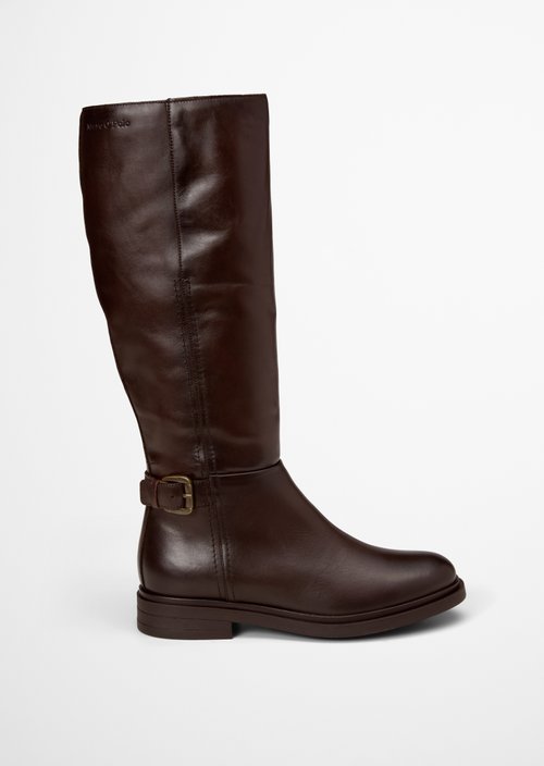Paula Model Long-Shaft Boots — Dark Brown