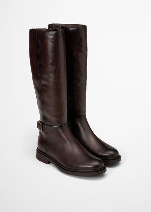 Paula Model Long-Shaft Boots — Dark Brown