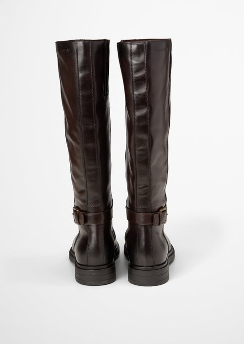 Paula Model Long-Shaft Boots — Dark Brown