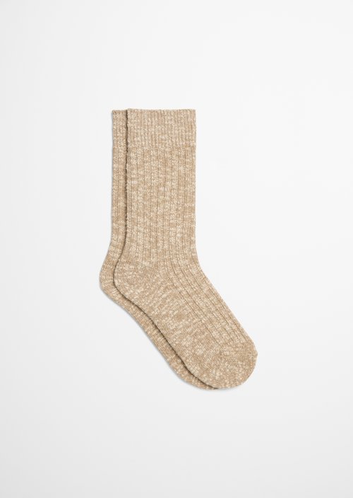 Ribbed Socks — Light Beige