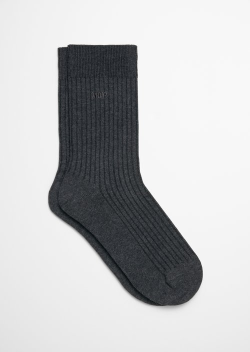 Ribbed Socks — Coal Grey Melange