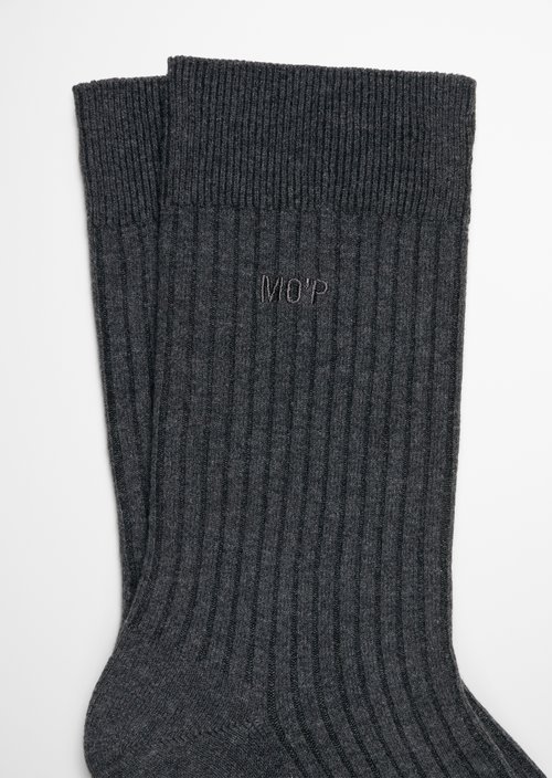 Ribbed Socks — Coal Grey Melange