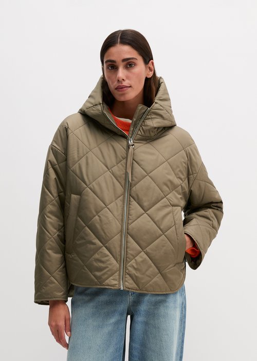 Relaxed-Fit Hooded Quilted Jacket — Milky Brown