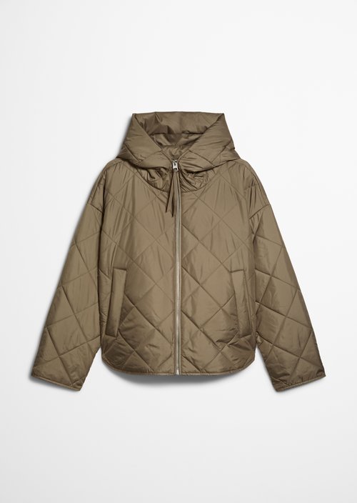 Relaxed-Fit Hooded Quilted Jacket — Milky Brown