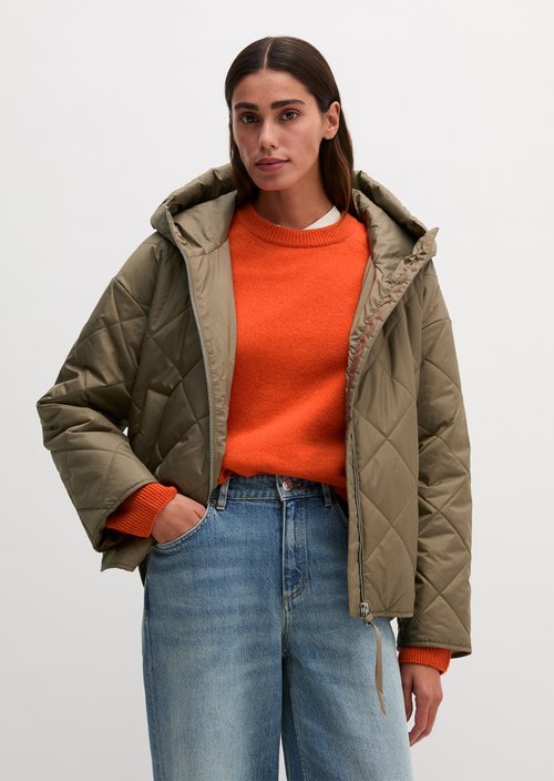 Relaxed-Fit Hooded Quilted Jacket — Milky Brown