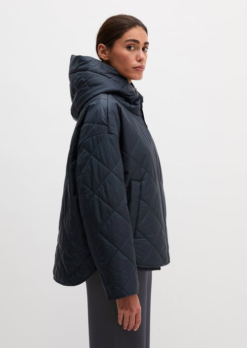 Relaxed-Fit Hooded Quilted Jacket — Manic Midnight