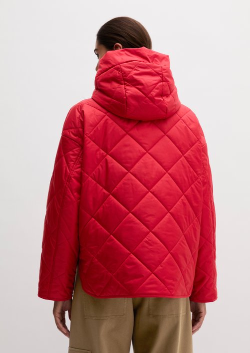Relaxed-Fit Hooded Quilted Jacket — Sunny Red