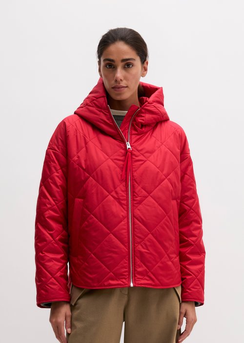 Relaxed-Fit Hooded Quilted Jacket — Sunny Red