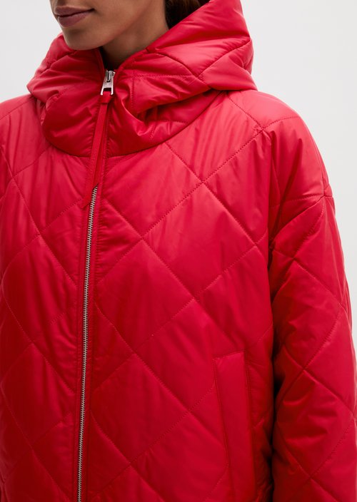 Relaxed-Fit Hooded Quilted Jacket — Sunny Red