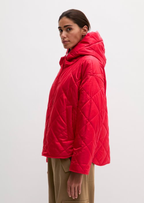 Relaxed-Fit Hooded Quilted Jacket — Sunny Red