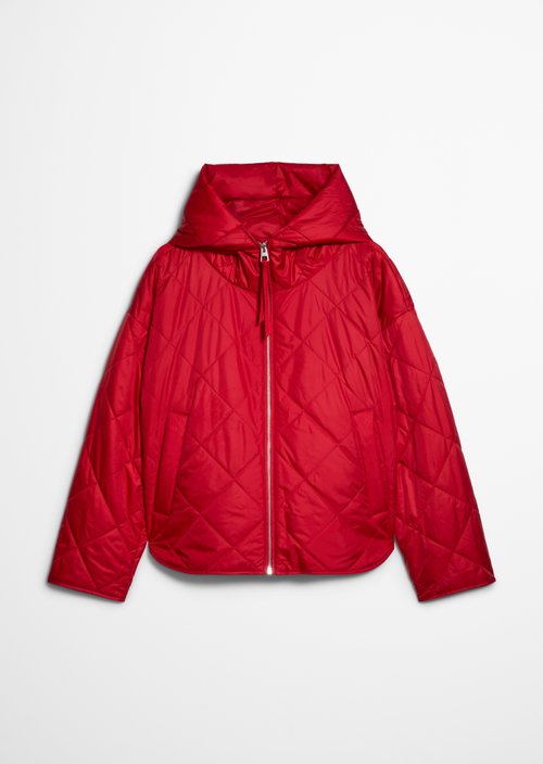 Relaxed-Fit Hooded Quilted Jacket — Sunny Red