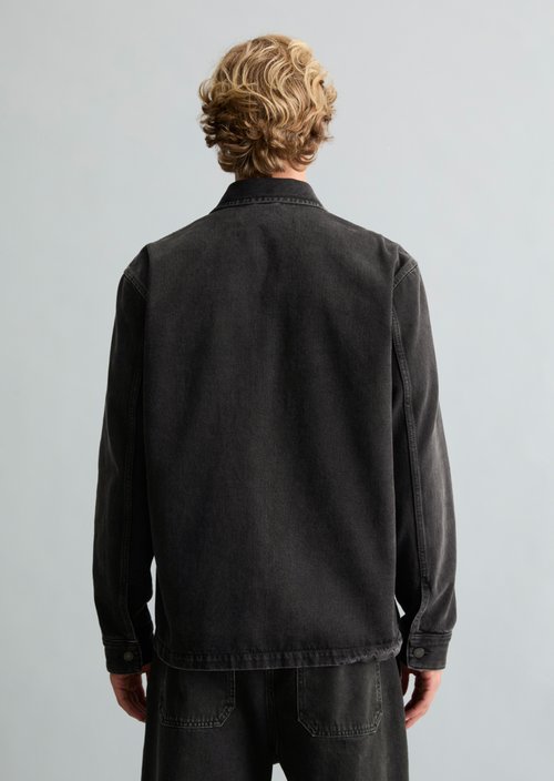 Regular-Fit Denim Overshirt — Black