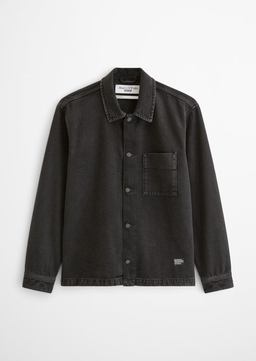 Regular-Fit Denim Overshirt — Black