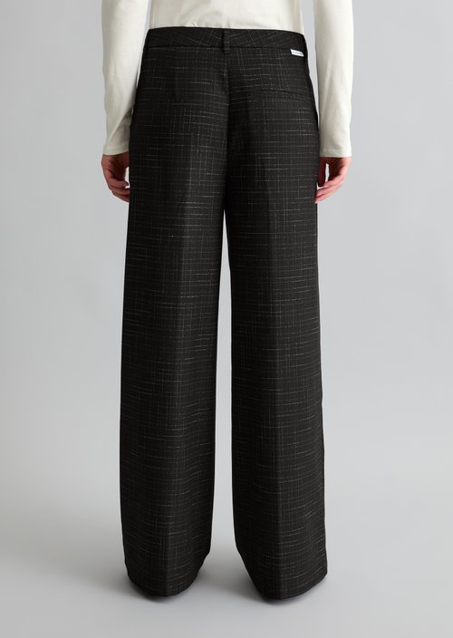 Checkered Tailored Pants — Black