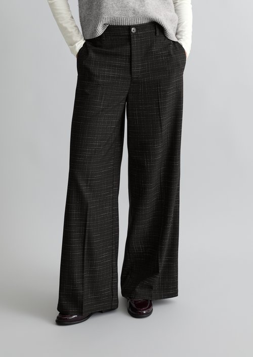 Checkered Tailored Pants — Black