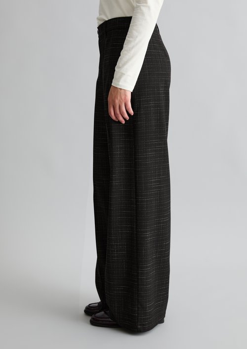Checkered Tailored Pants — Black