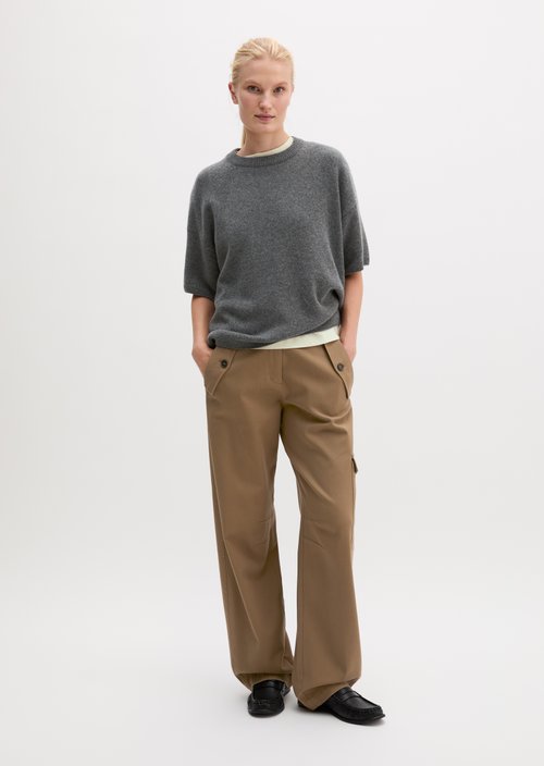 Loose-fitting short-sleeve sweater — Middle Grey Melange