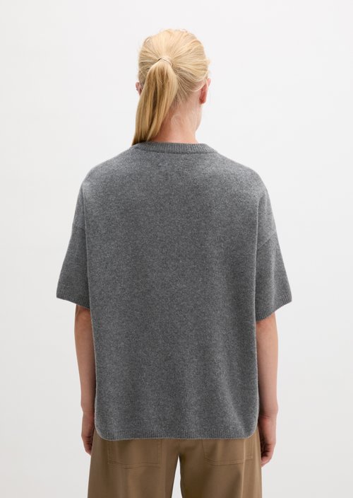 Loose-fitting short-sleeve sweater — Middle Grey Melange