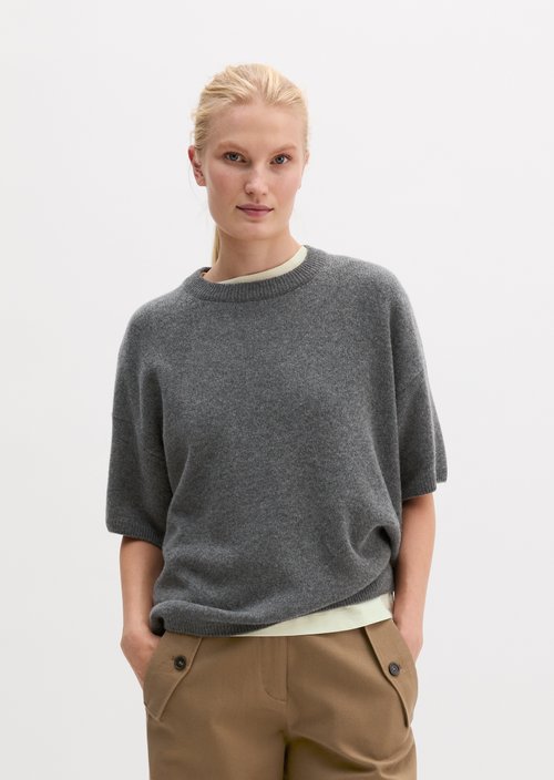 Loose-fitting short-sleeve sweater — Middle Grey Melange
