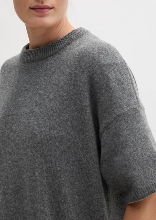 Pull à manches courtes ample Middle Grey Melange en vue détaillée