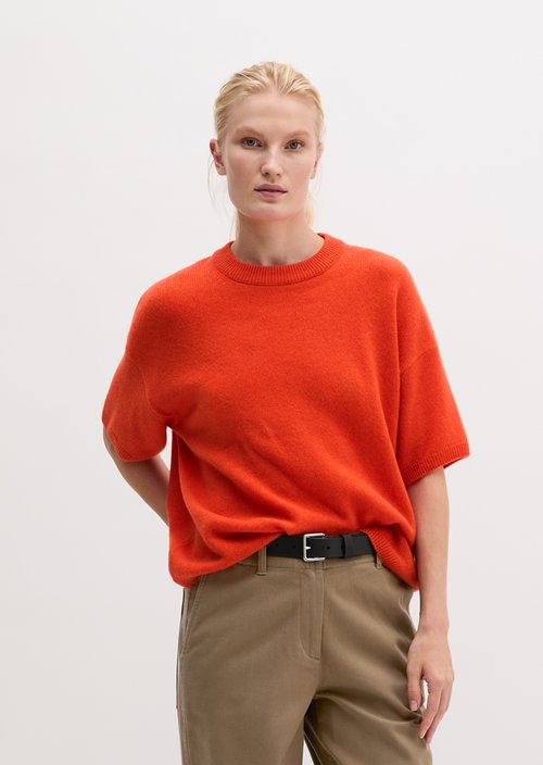 Loose-fitting short-sleeve sweater — Vivid Orange