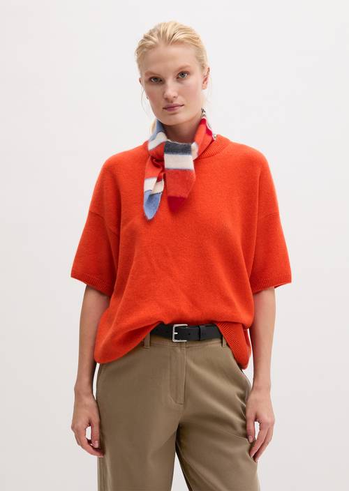 Volný svetr s krátkými rukávy Vivid Orange v předním pohledu