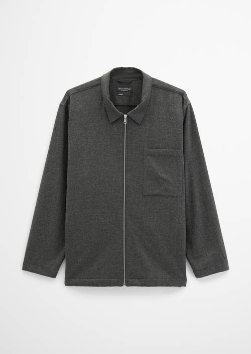 Zip-Overshirt regular Dark Grey Melange in freigestellter Ansicht ohne Model