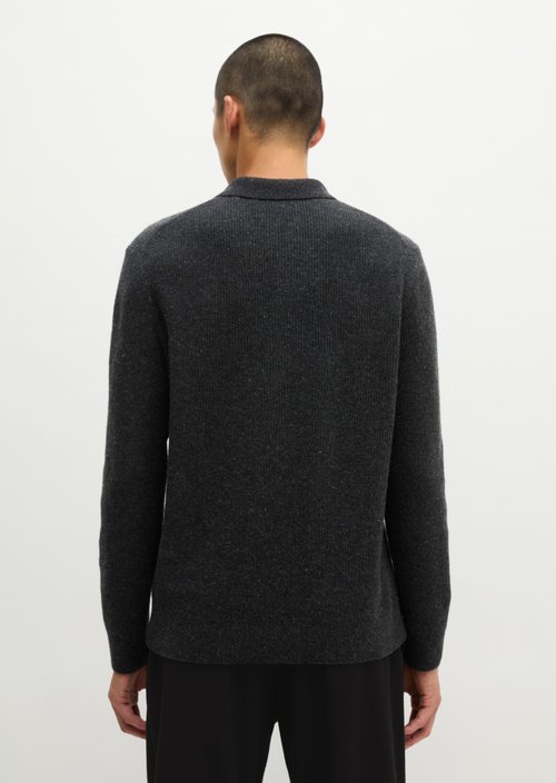 Regular-Fit Polo Sweater — Dark Grey Melange