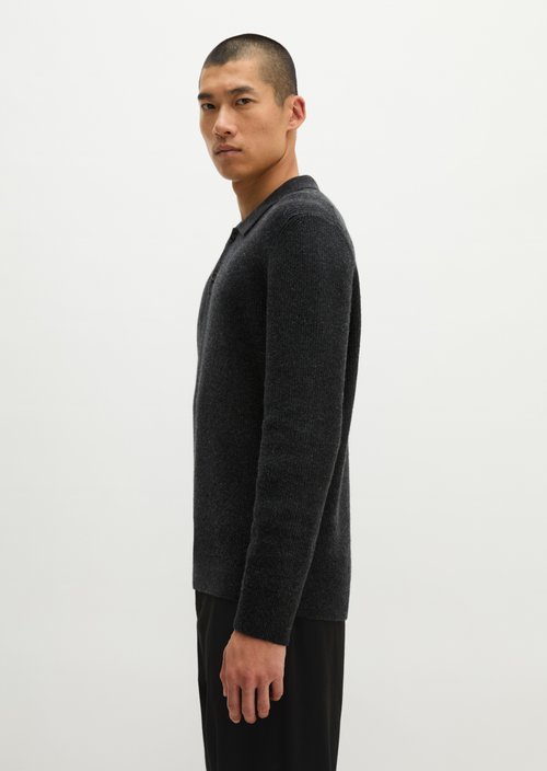 Regular-Fit Polo Sweater — Dark Grey Melange