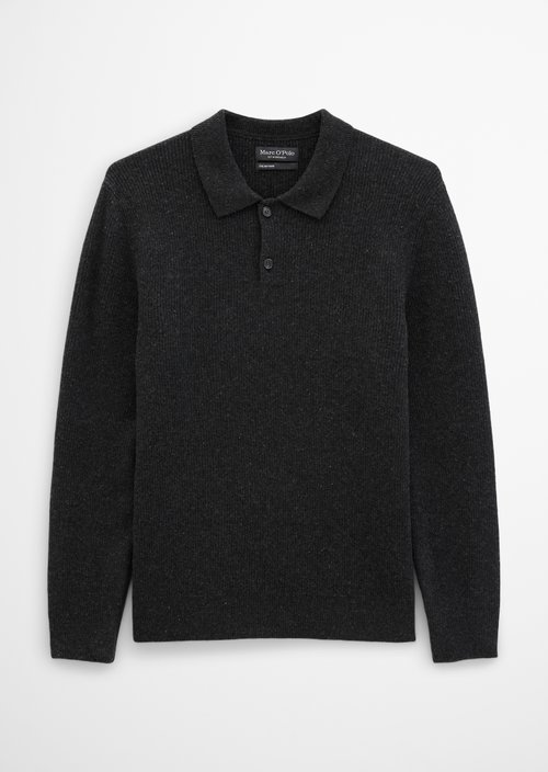 Regular-Fit Polo Sweater — Dark Grey Melange