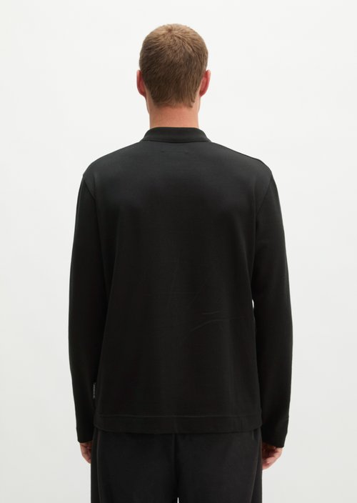 Long-Sleeve Polo Shirt, Regular Fit — Black