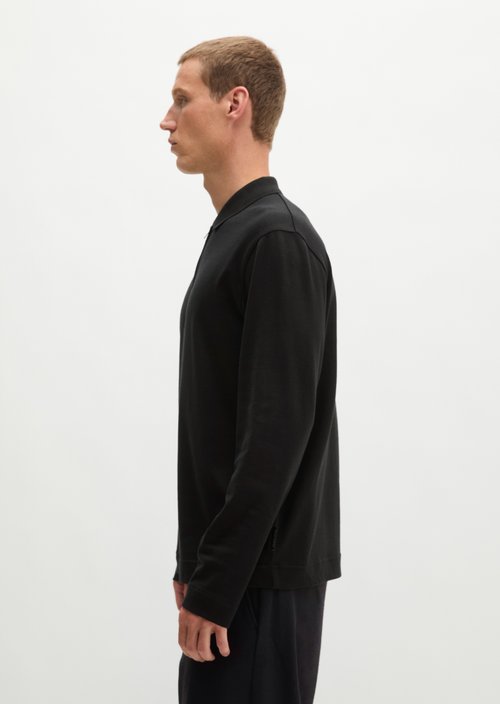 Long-Sleeve Polo Shirt, Regular Fit — Black