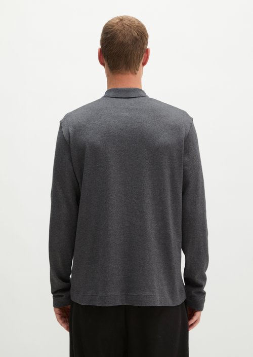 Long-Sleeve Polo Shirt, Regular Fit — Graphic Grey Melange