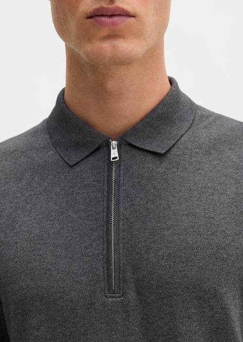 Polo de corte regular Graphic Grey Melange en vista detallada