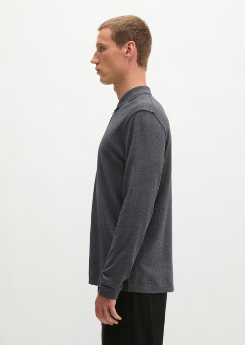 Long-Sleeve Polo Shirt, Regular Fit — Graphic Grey Melange