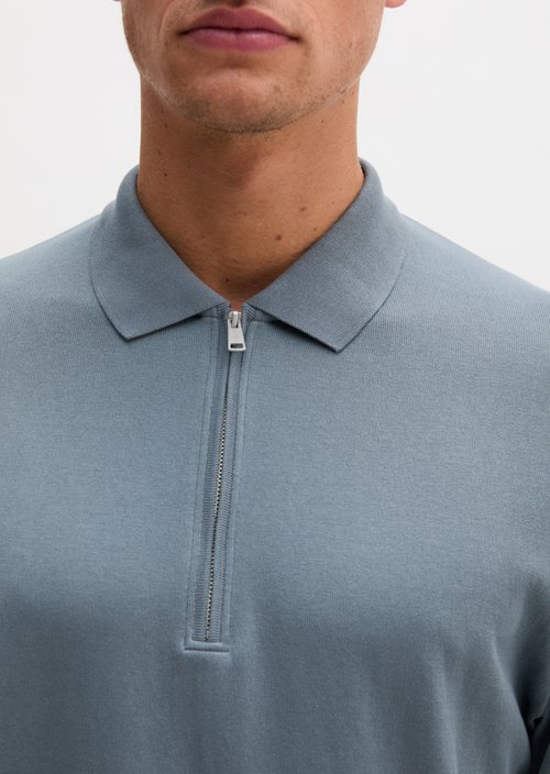 Long-Sleeve Polo Shirt, Regular Fit — Dusk Blue