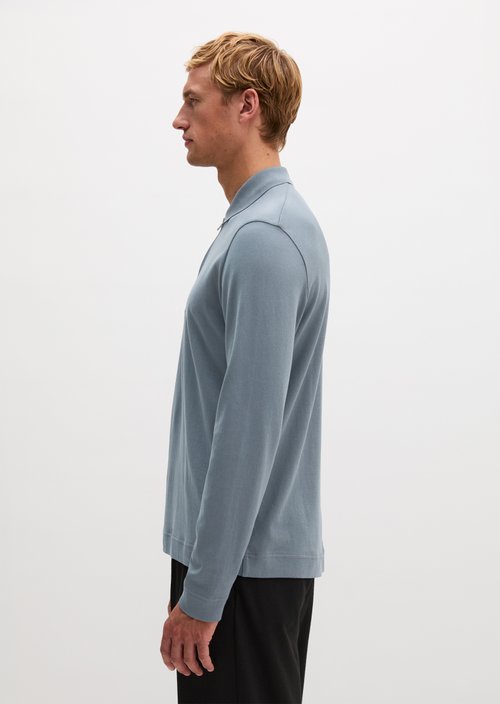 Long-Sleeve Polo Shirt, Regular Fit — Dusk Blue