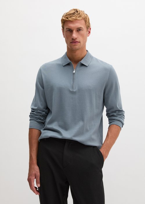 Long-Sleeve Polo Shirt, Regular Fit — Dusk Blue