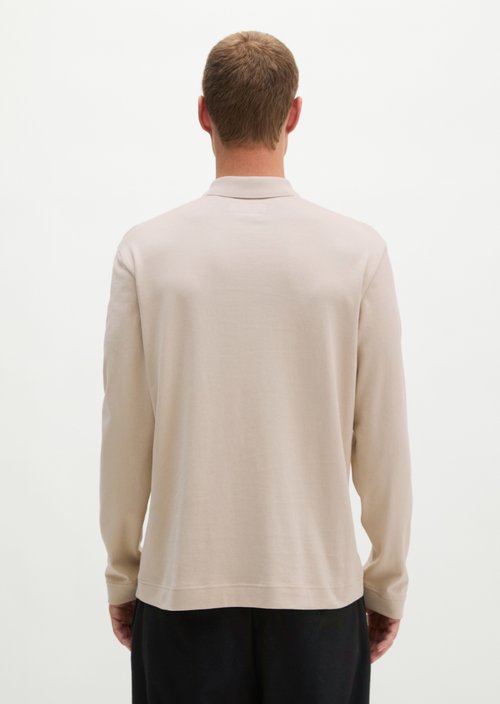 Long-Sleeve Polo Shirt, Regular Fit — Linen Beige