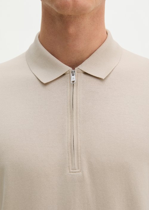 Long-Sleeve Polo Shirt, Regular Fit — Linen Beige