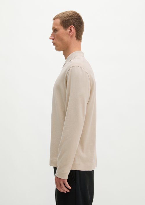 Long-Sleeve Polo Shirt, Regular Fit — Linen Beige