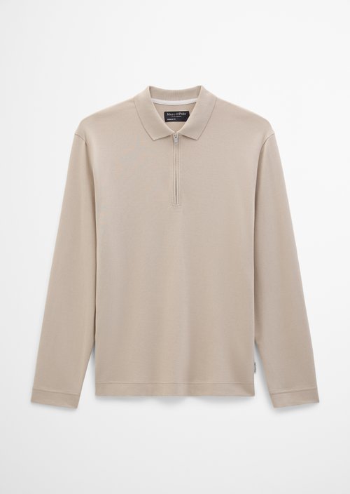 Long-Sleeve Polo Shirt, Regular Fit — Linen Beige