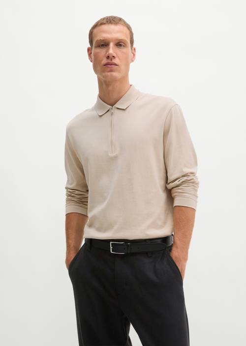 Poloshirt regular Linen Beige in Frontalansicht