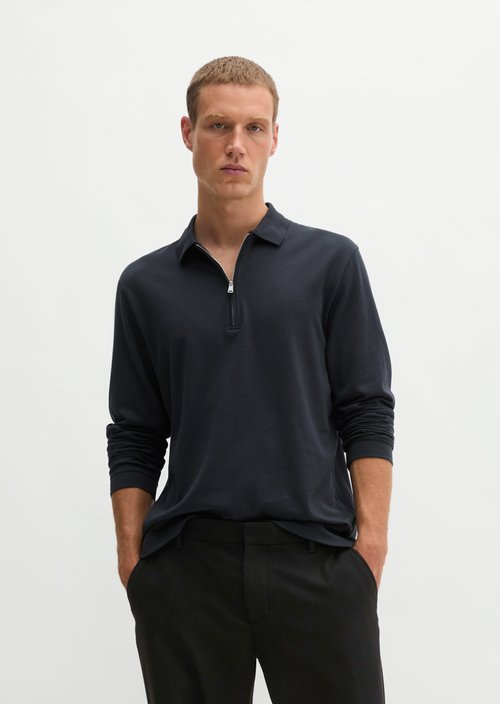Long-Sleeve Polo Shirt, Regular Fit — Dark Navy