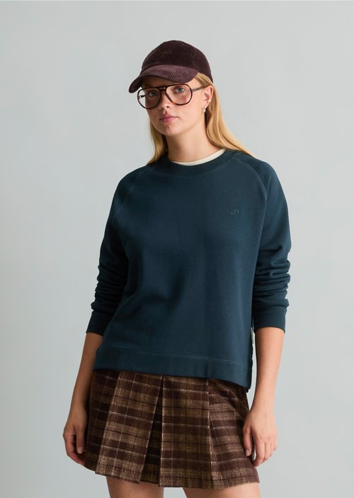 Relaxed-Fit Sweatshirt — Navy Teal