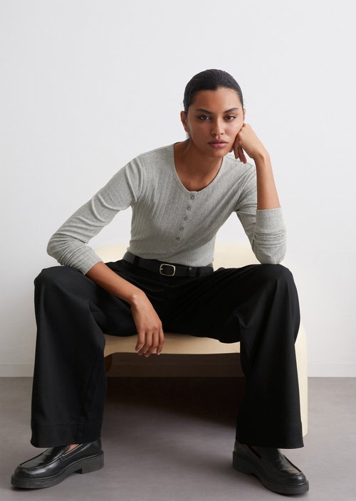 Modal Ropa Manga larga slim mezcla de algodón orgánico y modal - gris | Ropa ...