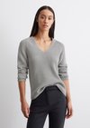 Marc O'Polo V-Neck-Strickpullover relaxed, Damen, grau, Gr. xs, 100% Baumwolle